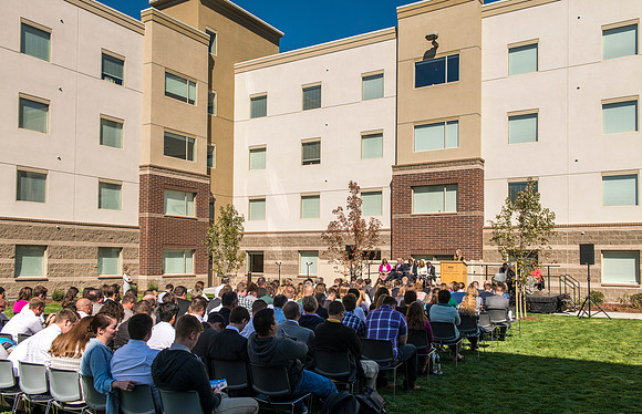 Elder James J. Hamula of the First Quorum of the Seventy gave the Dedicatory Prayer for the Centre Square Apartments.