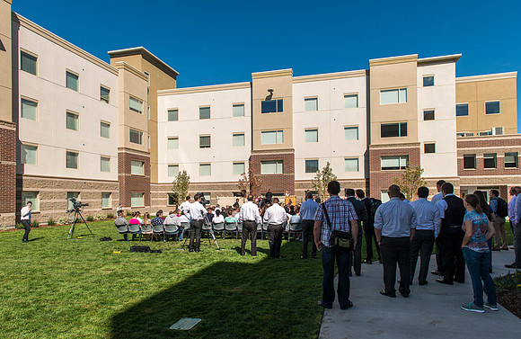 Elder James J. Hamula of the First Quorum of the Seventy gave the Dedicatory Prayer for the Centre Square Apartments.
