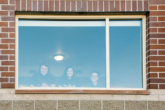 Center Square girls inside the new apartments.