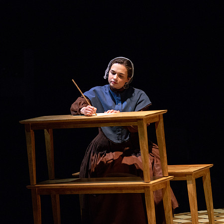 Students perform "As It is in Heaven" in the Snow Drama Theater.