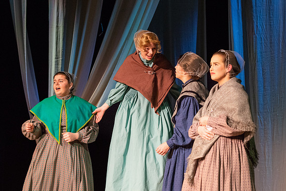 Students perform "As It is in Heaven" in the Snow Drama Theater.