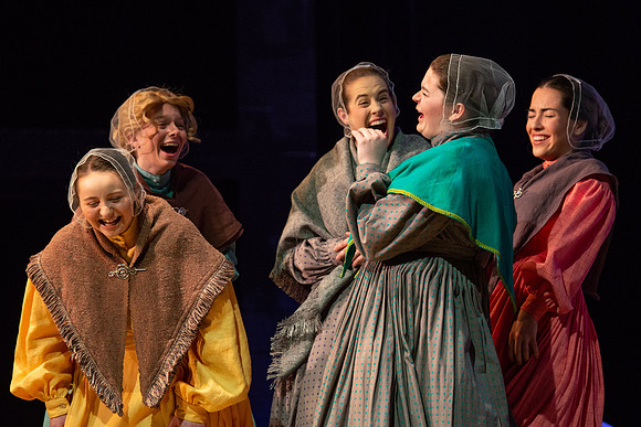 Students perform "As It is in Heaven" in the Snow Drama Theater.