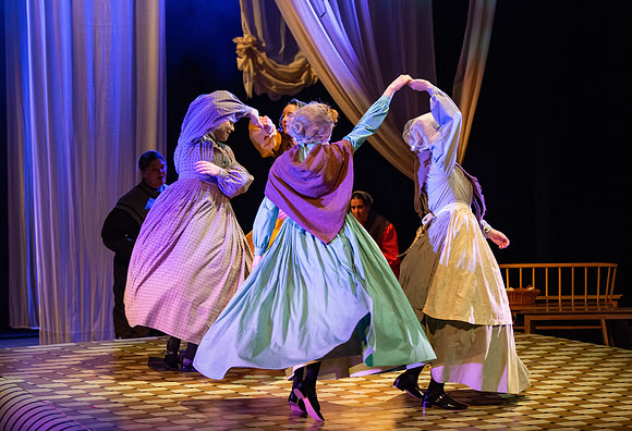 Students perform "As It is in Heaven" in the Snow Drama Theater.