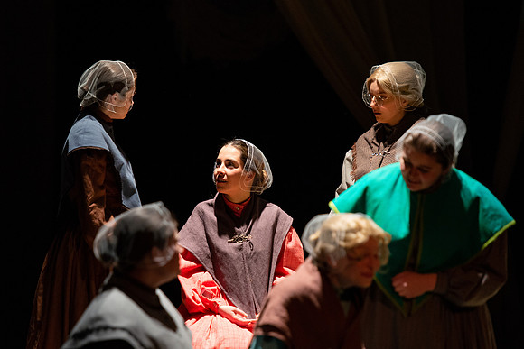 Students perform "As It is in Heaven" in the Snow Drama Theater.