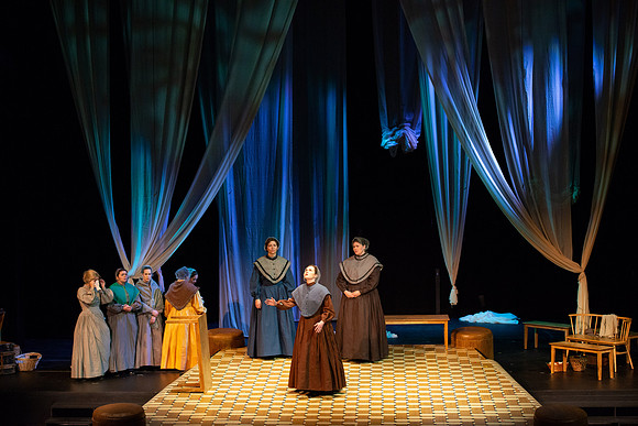 Students perform "As It is in Heaven" in the Snow Drama Theater.