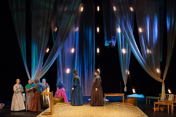 Students perform "As It is in Heaven" in the Snow Drama Theater.