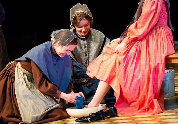 Students perform "As It is in Heaven" in the Snow Drama Theater.