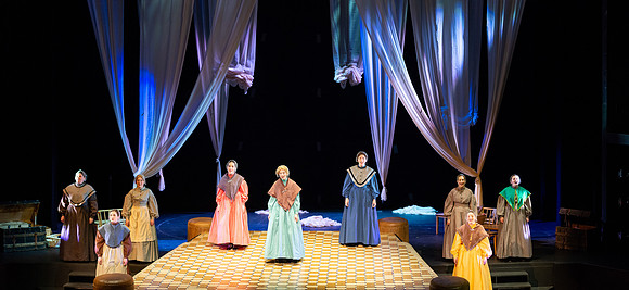 Students perform "As It is in Heaven" in the Snow Drama Theater.