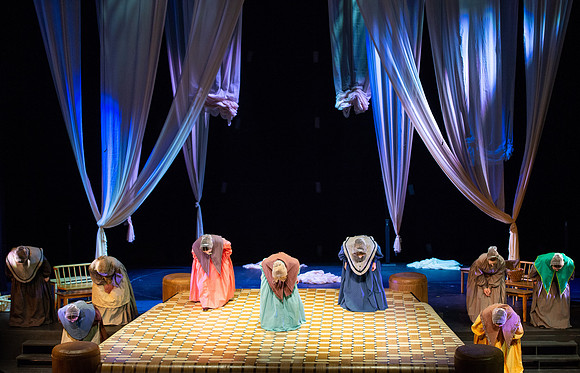 Students perform "As It is in Heaven" in the Snow Drama Theater.