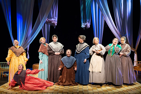 Students perform "As It is in Heaven" in the Snow Drama Theater.