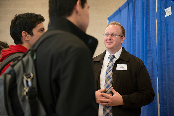Students present their projects for the Student Research and Creative Works Conference.
