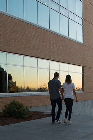 Taylor Welch and Ashley Howes enjoy a walk across campus.