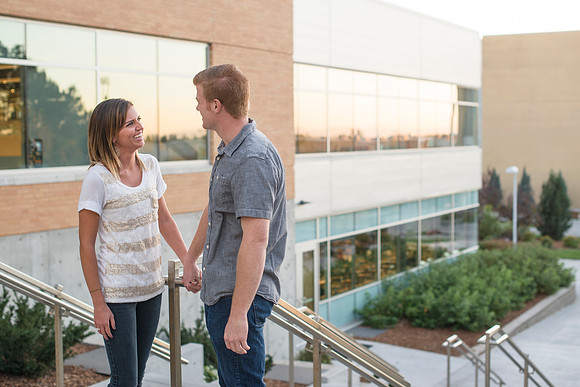 Taylor Welch and Ashley Howes enjoy a walk across campus.