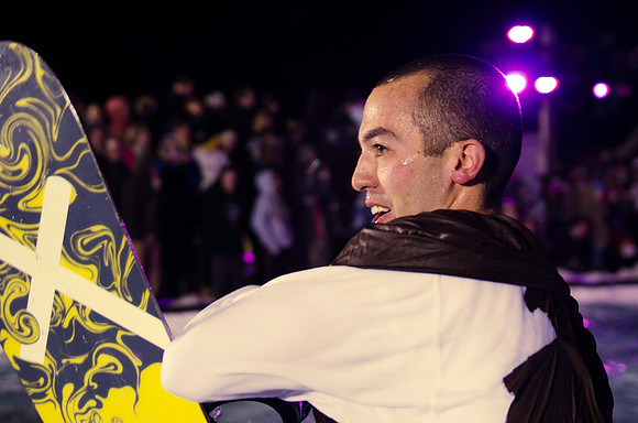 Contestants board, ski, or sled down a hill into a pool of water and attempt to use their momentum to skim to the other side.