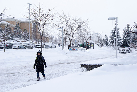 A major winter storm dumped eight to ten inches of snow over two days leaving campus in a blanket of white.
