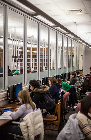 Students studying McKay computer lab