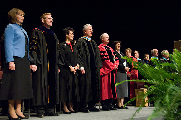 President Dieter F. Uchtdorf commencement speaker, leads processional with President Clark.