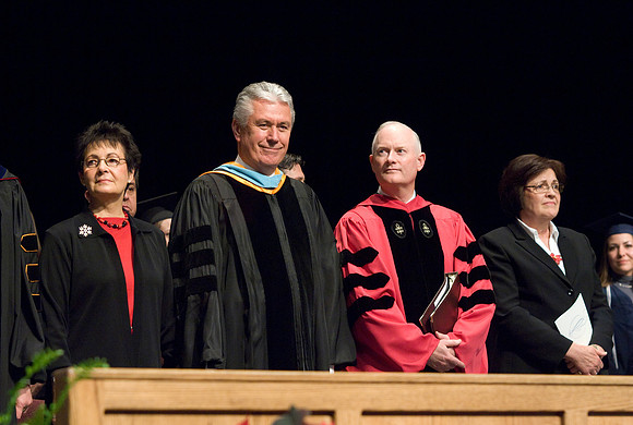 President Dieter F. Uchtdorf commencement speaker, with President Clark.