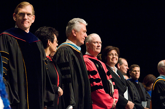 President Dieter F. Uchtdorf commencement speaker, with President Clark.