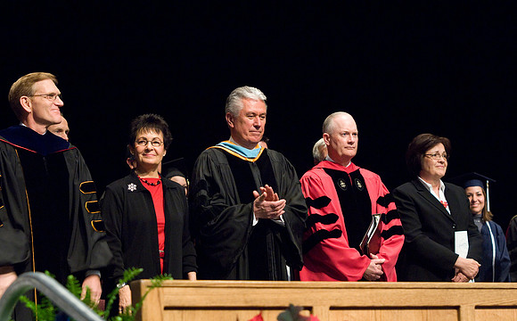 President Dieter F. Uchtdorf commencement speaker, with President Clark.