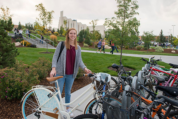 Students at BYU-Idaho; the first day of school Sept 14, 2105.