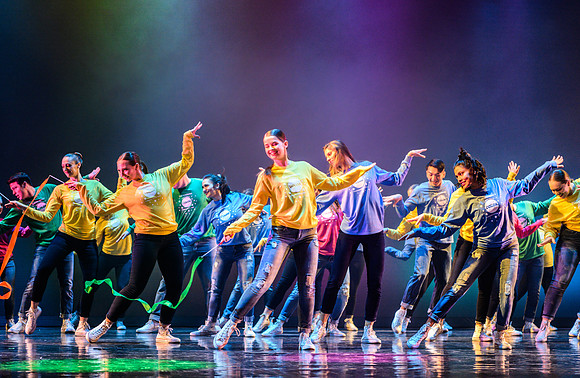 The Department of Theatre and Dance colorful Extravadance performance. Held in the Snow Drama Theatre.