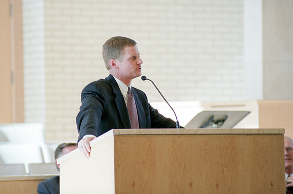Faculty and employee meeting when the announcement was made that Ricks college would become the 4 year university Brigham Young University - Idaho.