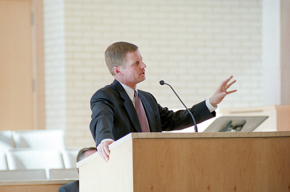 Faculty and employee meeting when the announcement was made that Ricks college would become the 4 year university Brigham Young University - Idaho.