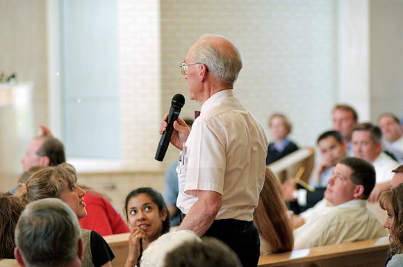 Faculty and employee meeting when the announcement was made that Ricks college would become the 4 year university Brigham Young University - Idaho.