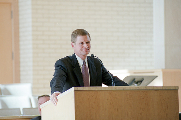 Faculty and employee meeting when the announcement was made that Ricks college would become the 4 year university Brigham Young University - Idaho.