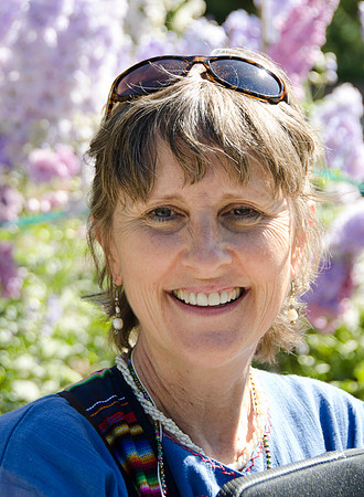 Education Week participant Amanda Scheuermann enjoying the Thomas E. Ricks Memorial Gardens.