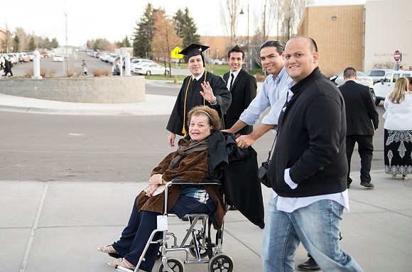 Graduates and their families on campus in between ceremonies, Winter 2013