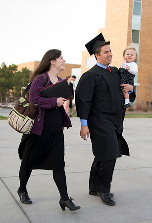 Graduates and their families on campus in between ceremonies, Winter 2013