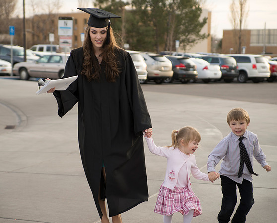 Graduates and their families on campus in between ceremonies, Winter 2013