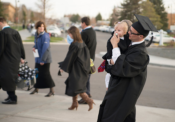 Graduates and their families on campus in between ceremonies, Winter 2013