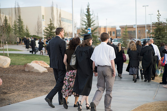 Graduates and their families on campus in between ceremonies, Winter 2013