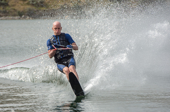 Waterskiing at Ririe Reservoir with BYU-Idaho's President Henry J Eyring. Video shoot for his Fall semester devotional promo video. - Aug 2019