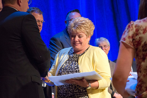 Outstanding employees were recognized and given awards for their service.