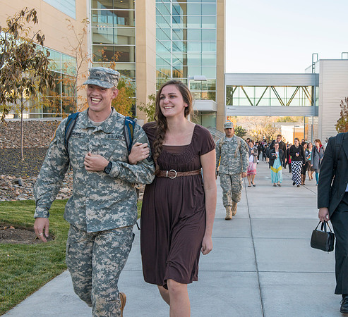 Students exit the BYU-Idaho Center after Devotional.