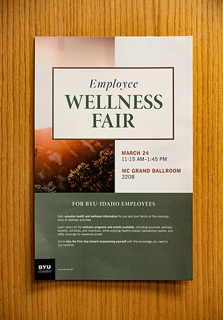 BYU-Idaho Faculty have booths promoting various mental wellness topics. Mix of students and employees mingle among booths.