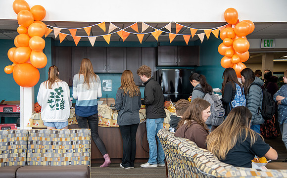 Residents of Centre Square On-Campus housing gather for nachos in anticipation of March Madness.