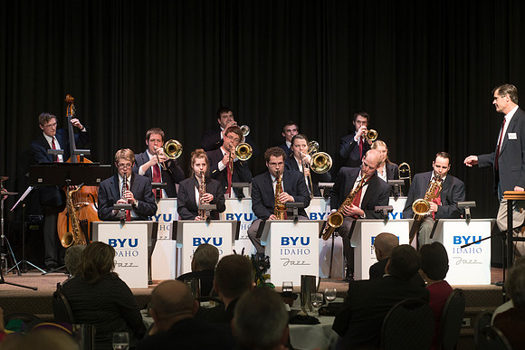 Sound Alliance Jazz Band directed Mark Watkins provides entertainment at the Snow Society Banquet.  Snow Society honors Wilson Brown for his contribution to the Arts with the Eliza R. Snow Award.