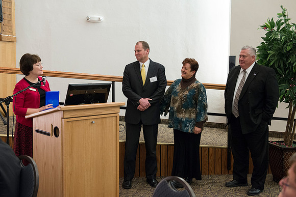 Former Snow Society members Gracie Hill, Rich Balou and Alton Hansen recognized for their past service. Presented by Snow Society President, Nola Jean Call.