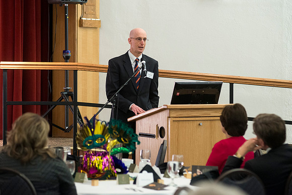 Snow Society honors Wilson Brown for his contribution to the Arts with the Eliza R. Snow Award. Henry J. Eyring, Advancement vice President gives some remarks.