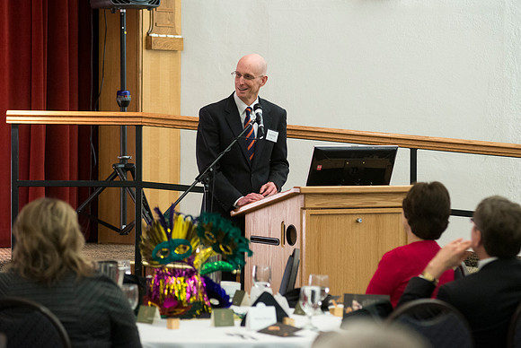Snow Society honors Wilson Brown for his contribution to the Arts with the Eliza R. Snow Award. Henry J. Eyring, Advancement vice President gives some remarks.