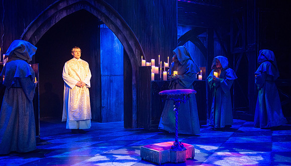 Theatre production performs Hunchback of Notre Dame in the Black Box theater.