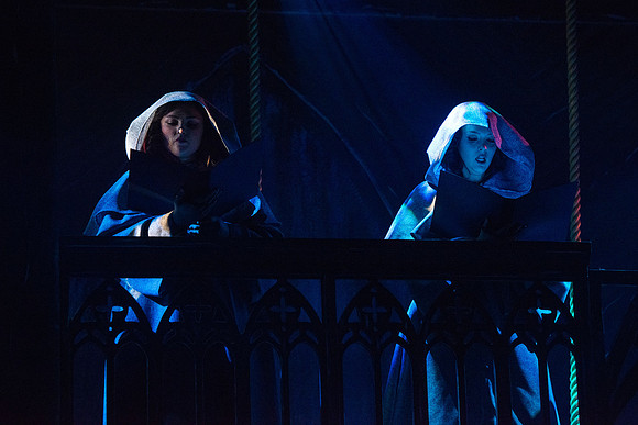 Theatre production performs Hunchback of Notre Dame in the Black Box theater.