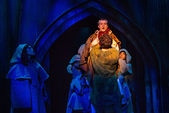 Theatre production performs Hunchback of Notre Dame in the Black Box theater.