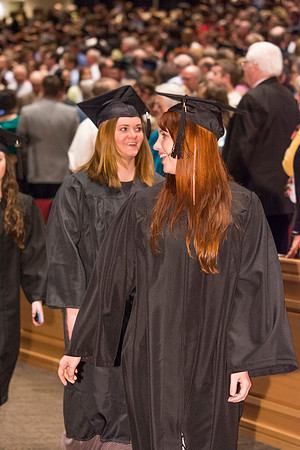 Students get ready for commencement ceremony to begin.