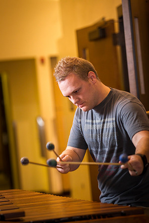 James Densley plays the Marimba in the Snow Building on a late Tuesday night.